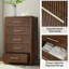 Ensemble de chambre à coucher 5 pièces en bois massif cannelé avec texture chêne-1130240774-1130240775