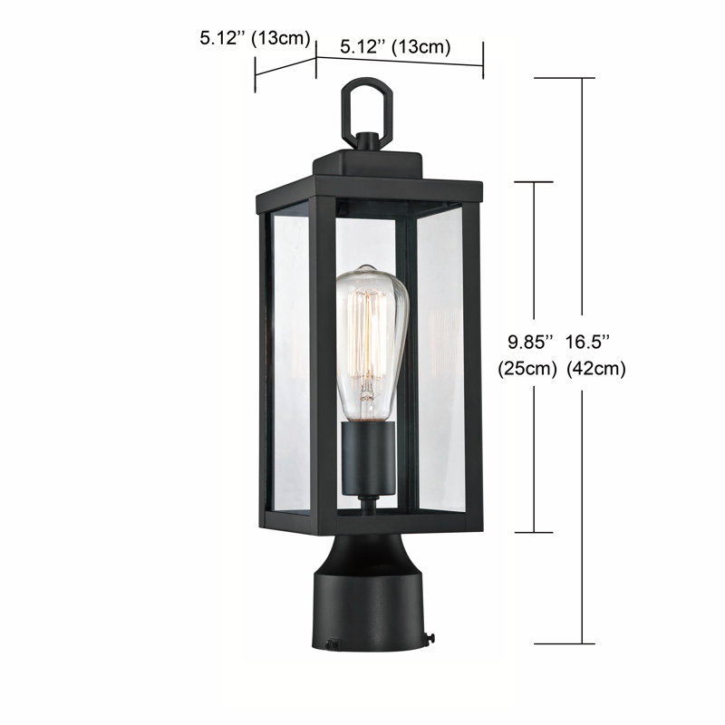 Lampadaire d'extérieur imperméable et transparent Berkett, Noir mat