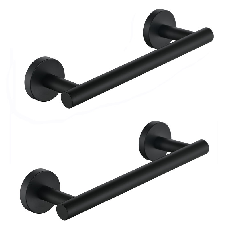 Ensemble de 2 barres à serviettes simples en acier inoxydable 9 po, Noir mat