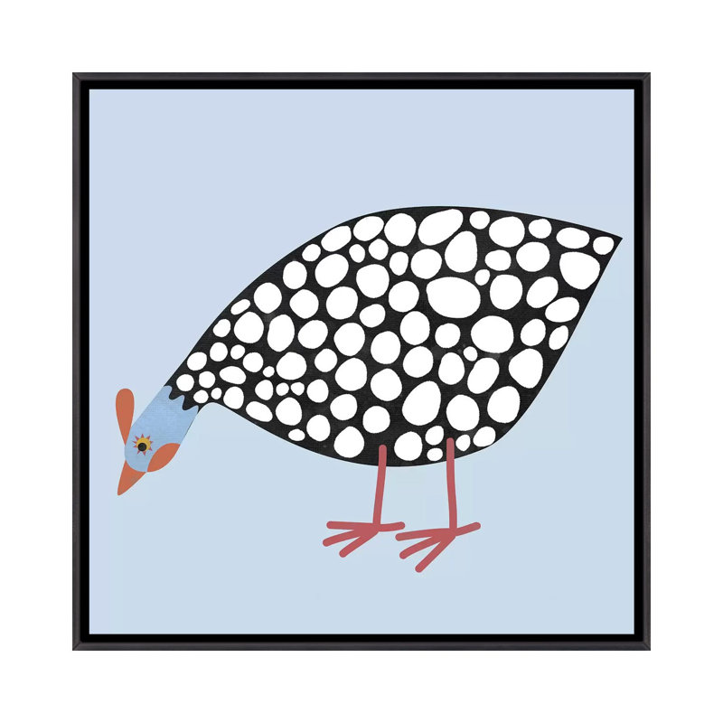 « Hen Guinea » par Nic squirrell-impression, H 18 po x l 18 po x 1,5 po, Toile avec cadre noir patiné, Pas de tapis