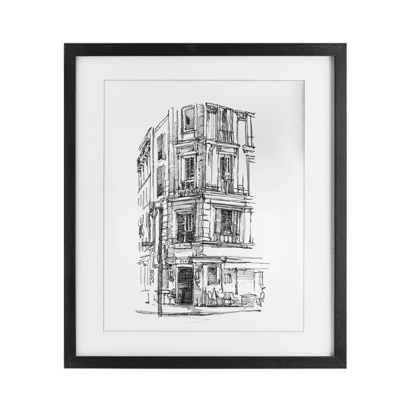 «Parisian Boulevard Architecture», reproduction sous verre encadrée, conception par Ethan Harper, Cadre noir minuit