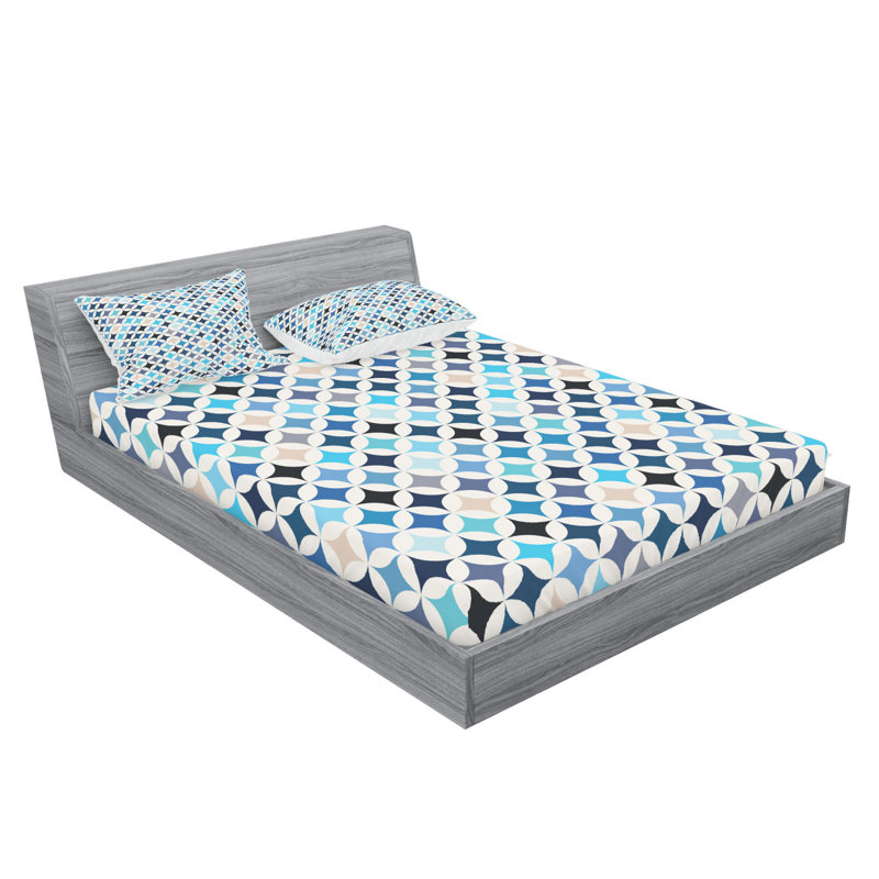 Microfiber Geometric Sheet Set, Queen Sheet Set with Fitted Sheet