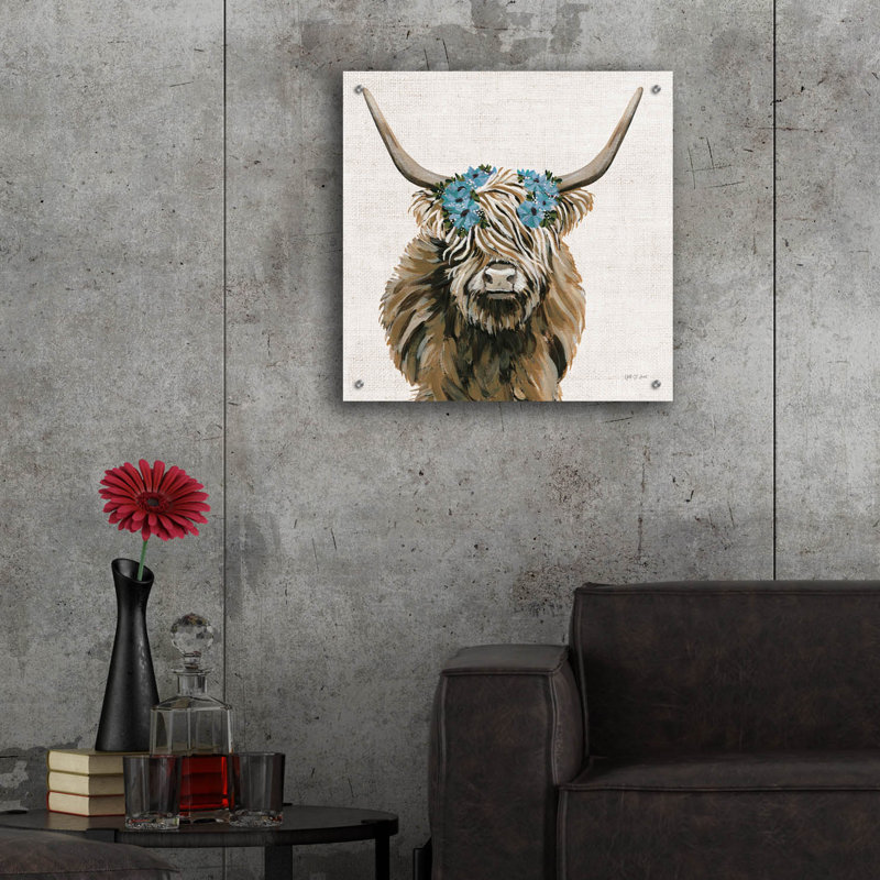 «Harvest Cow Floral Linen Sq» par Yvette St. Amant, H 24 po x l 24 po x P 0,2 po
