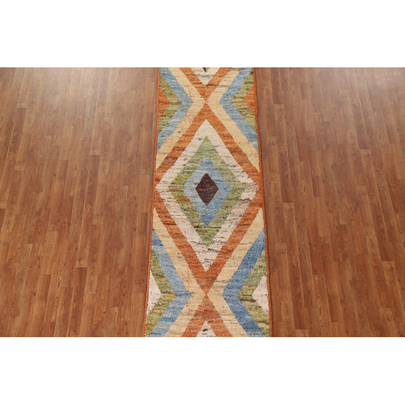 One-of-a-Kind 2'10" X 10'3" New Age Runner Wool Area Rug in Orange