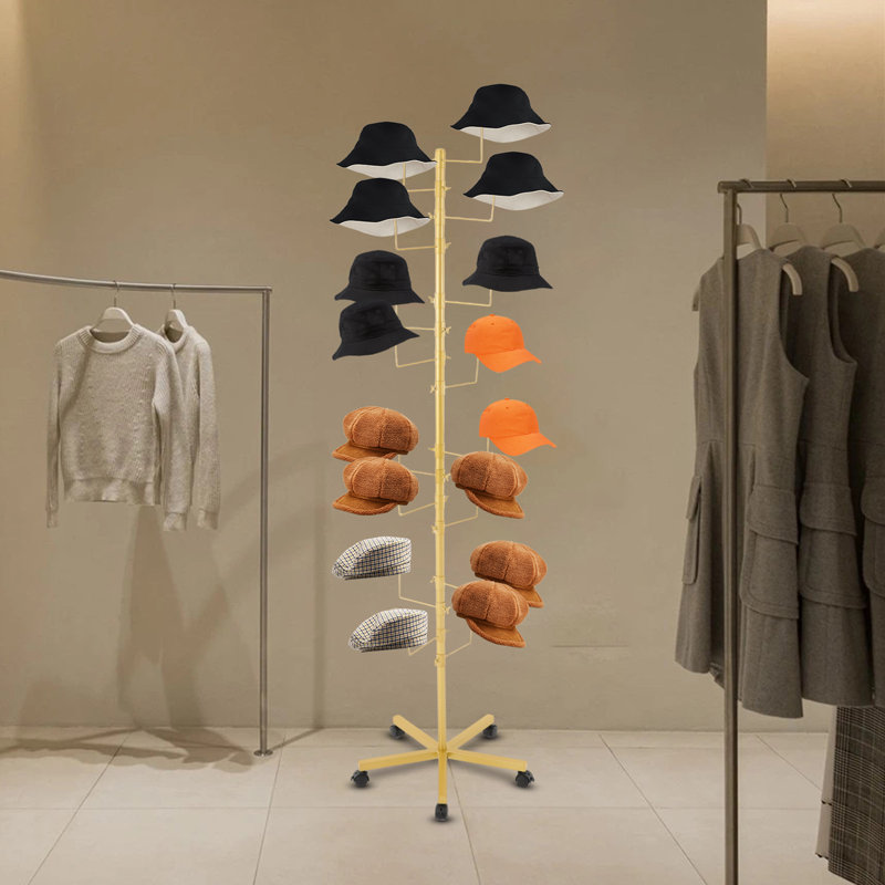 Freestanding Hat Rack Hat Display Rack Golden, Gold