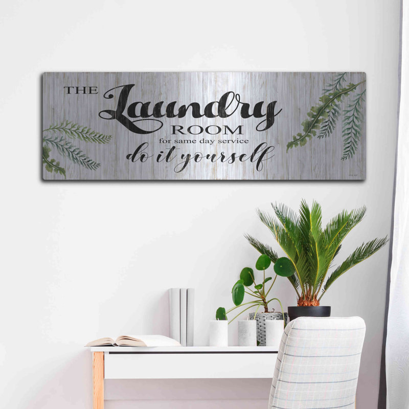 «The Laundry Room» par Cindy Jacobs, art mural en métal, 48 po x 16 po