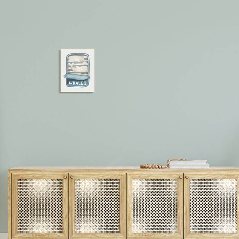 " Tuna Can Design Whimsical Whales Sea Life Illustration " by Leah Straatsma, Wood, 15" H x 10" W x 0.5" D