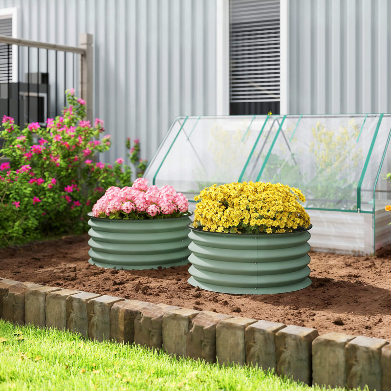 Ensemble de 2 lits surélevés en acier pour jardin, Vert