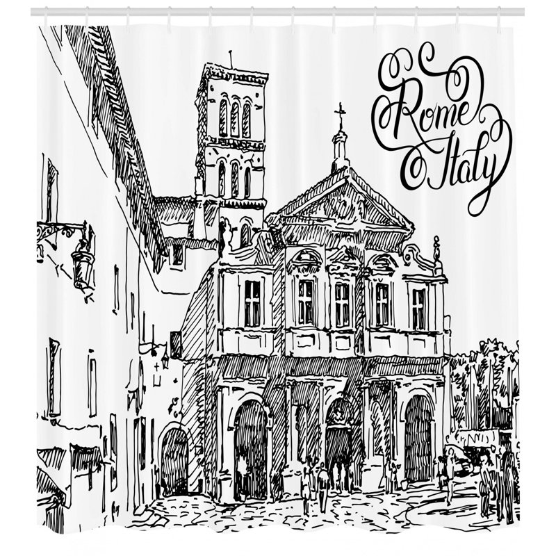 Ensemble de rideau de douche et crochets Italie, H 69 po x l 105 po