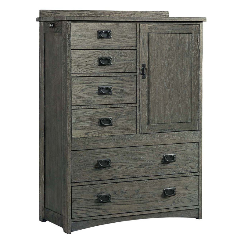 Iskender 6-Drawer Chest with Door, Black/Dark Gray