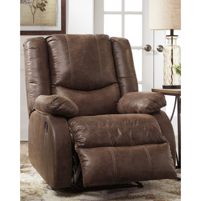 Fauteuil inclinable standard en faux cuir de 33 po de large Pennside, Similicuir café