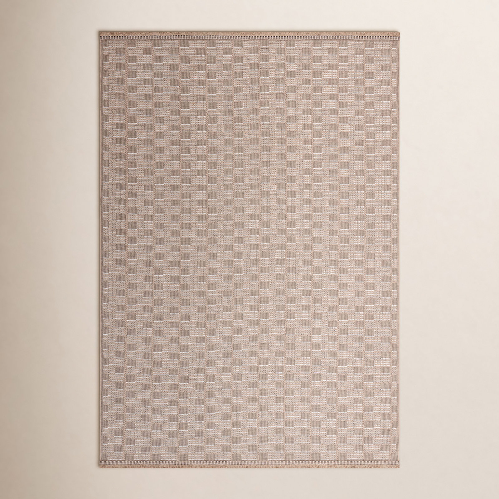 Eloi Natural Ivory Checkered Jute Rug, Rectangle 4' x 6'