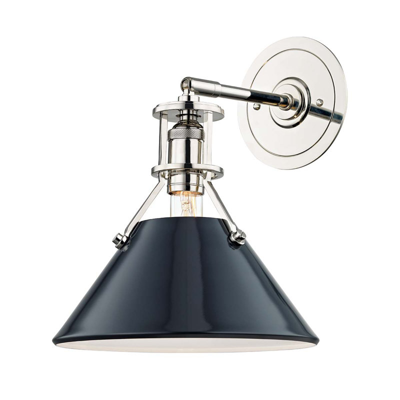 Painted No.2 Wall Sconce by Mark D. Sikes, Darkest Blue, Polished Nickel