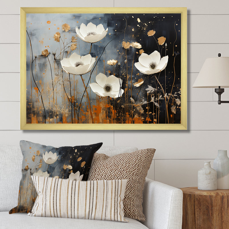 Impression sur toile Gilded Garden Blooming Meadows, Cadre doré simple, H 24 po x l 32 po