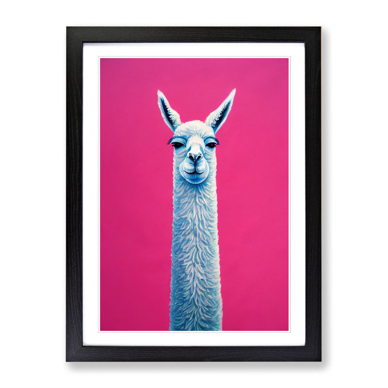 Llama Portrait Vol.3 - Single Picture Frame Print, 64cm H x 46cm W x 2cm D, Black