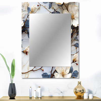 Motif de marbre blanc et bleu Hutton Magnolias