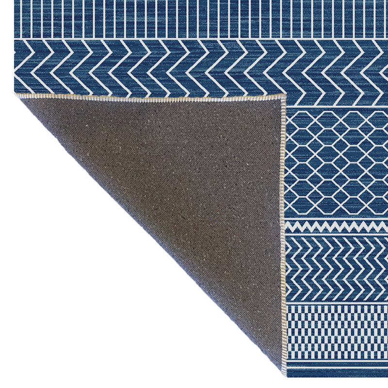 Tapis décoratif moderne à motif géométrique bleu, Rectangle 5 pi 1,02 po x 7 pi 6,55 po