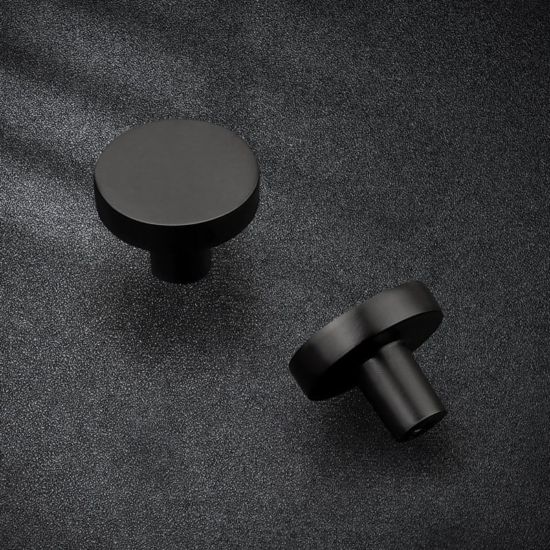 Probrico Solid Round Cabinet Knobs for Cupboard Drawer Hardware, Matte Black