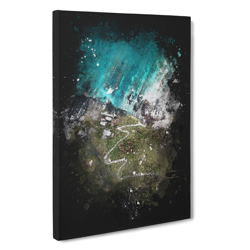 High Above Asturias In Spain Paint Splash - Wrapped Canvas, 50cm H x 35cm W x 3cm D