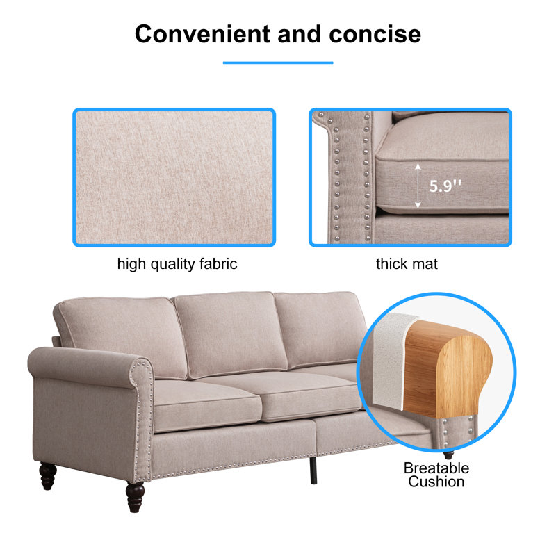 Canapé rembourré Charlton Home, Beige