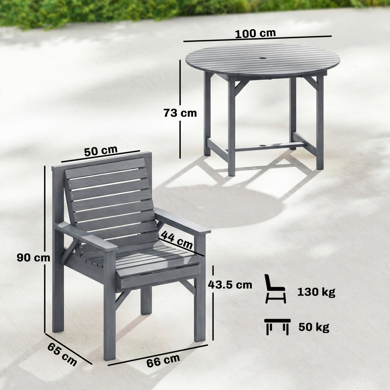 Outsunny 5 Pieces Garden Dining Set 4 Seater, Grey