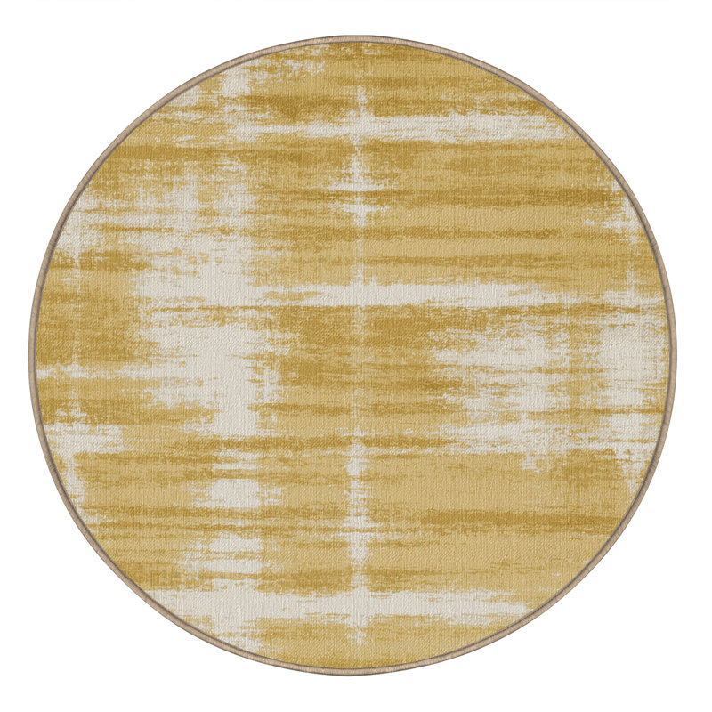 Tapis beige lavable à la machine, Rond 5 pi