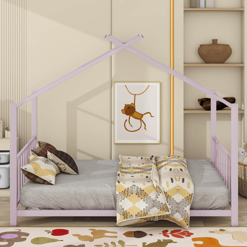 Lit plateforme simple en métal, Rose