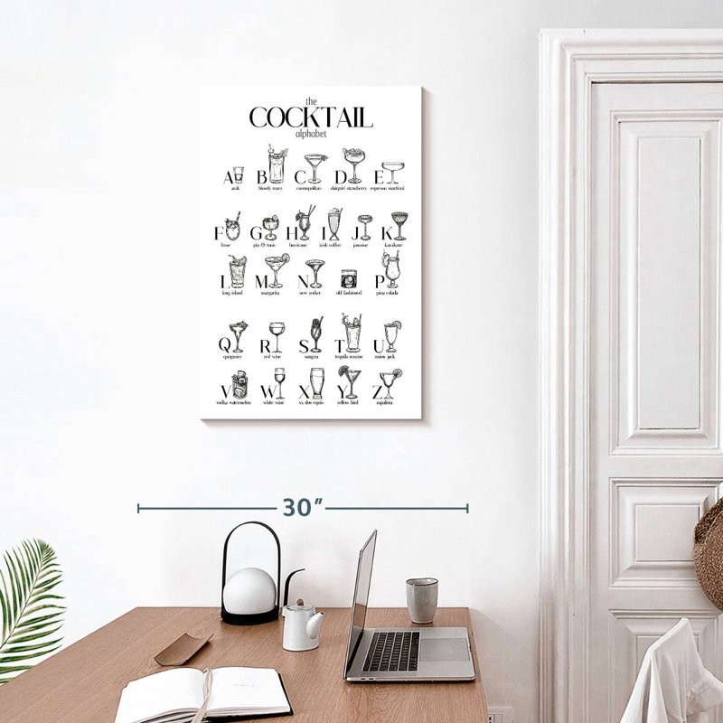 Yarlin Cocktail Alphabet Chart, 30" H x 20" W