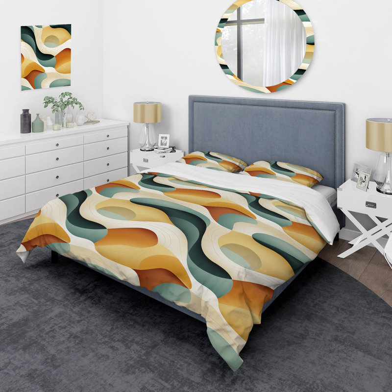 Literie zen biologique, Housse de couette pour grand lit et 2 taies décor