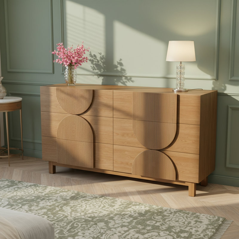60"W 6 - Drawer Dresser, Natural