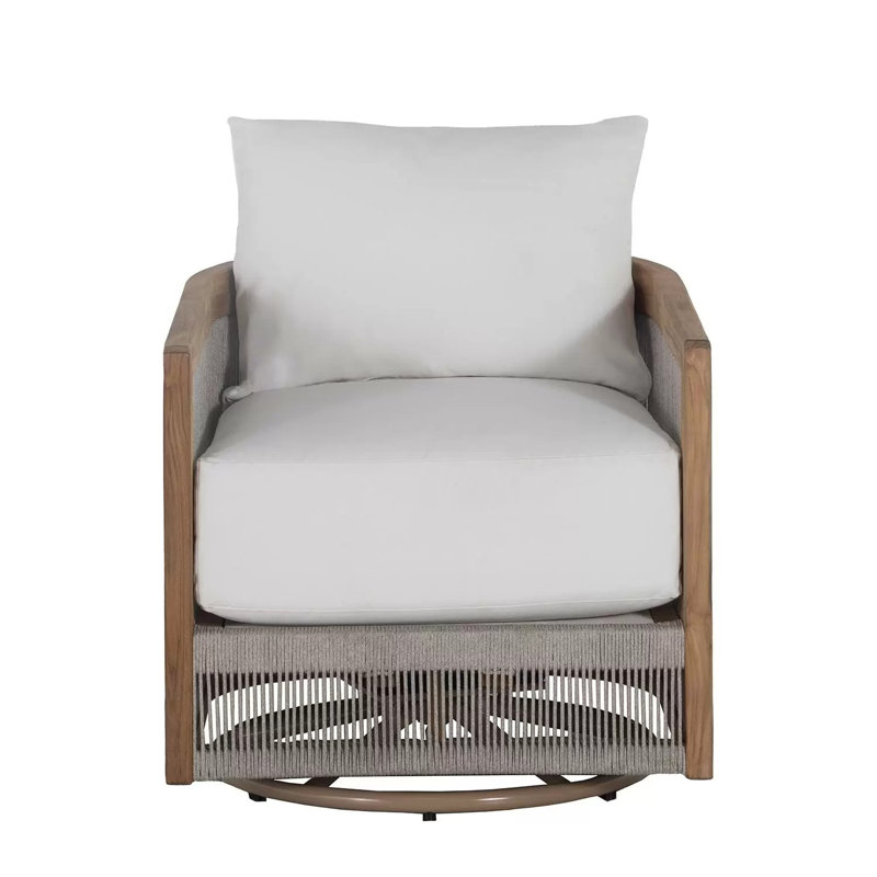 Avalon Teak Outdoor Swivel Lounge Chair - Natural Rope, Verona Fossil, No