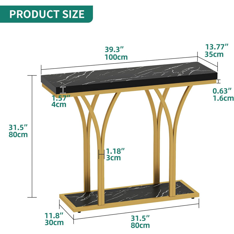 Gold Led Marble Entryway Console Table