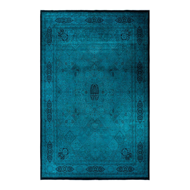 Tapis bleu / bleu sarcelle 12 pi 2 po x 18 pi 6 po Zaidah