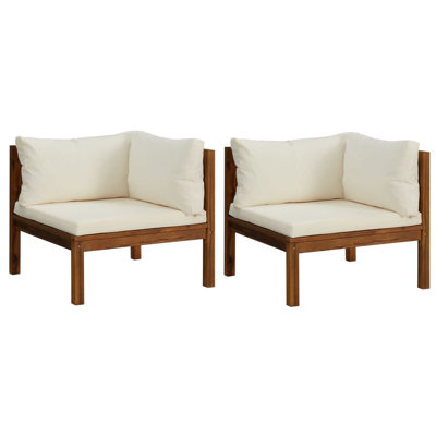 27.2" Wide Acacia Wood Species Square Patio Sofa with Cushions