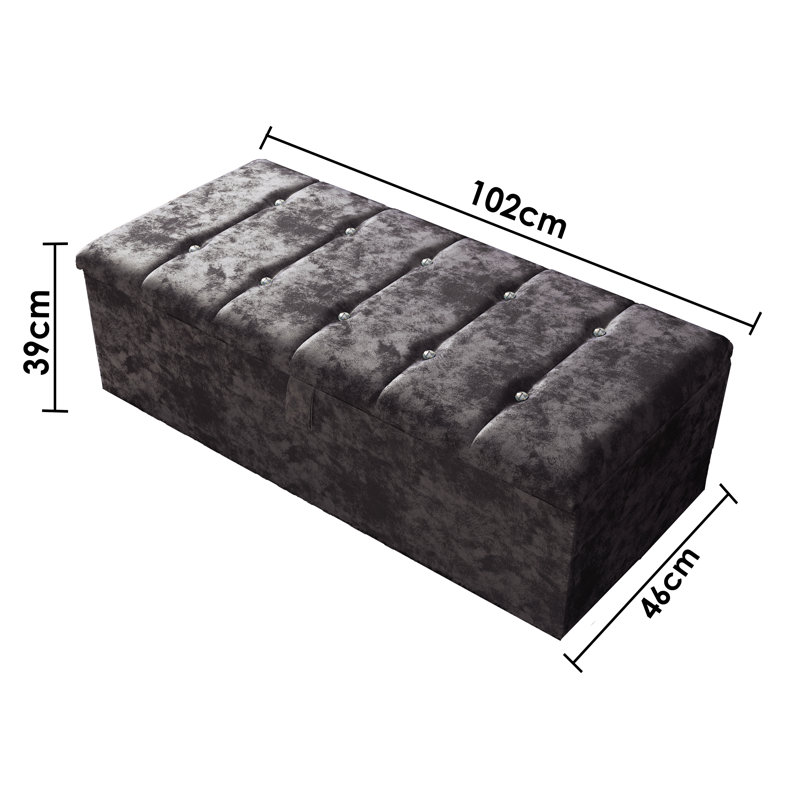 Akyiah 102cm Wide Tufted Rectangle Striped Standard Ottoman with Storage, Amethyst