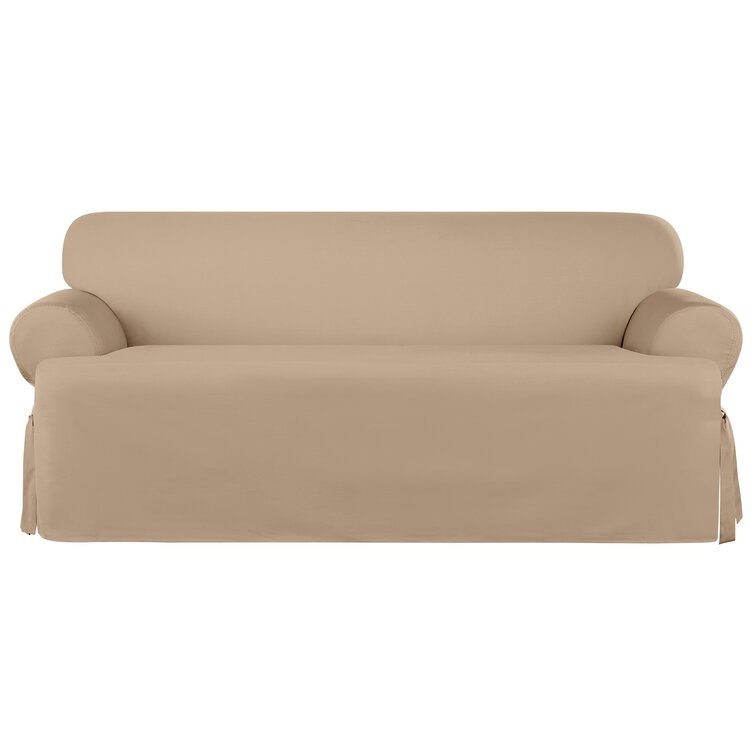 Sure Fit Cotton Duck T-Cushion Sofa Slipcover ,Natural