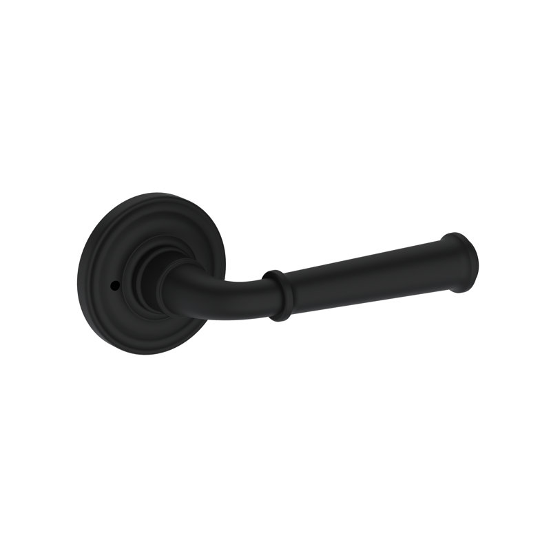 Dunsmoor Privacy Lever with Traditional Round Rose in Satin Nickel, Matte Black