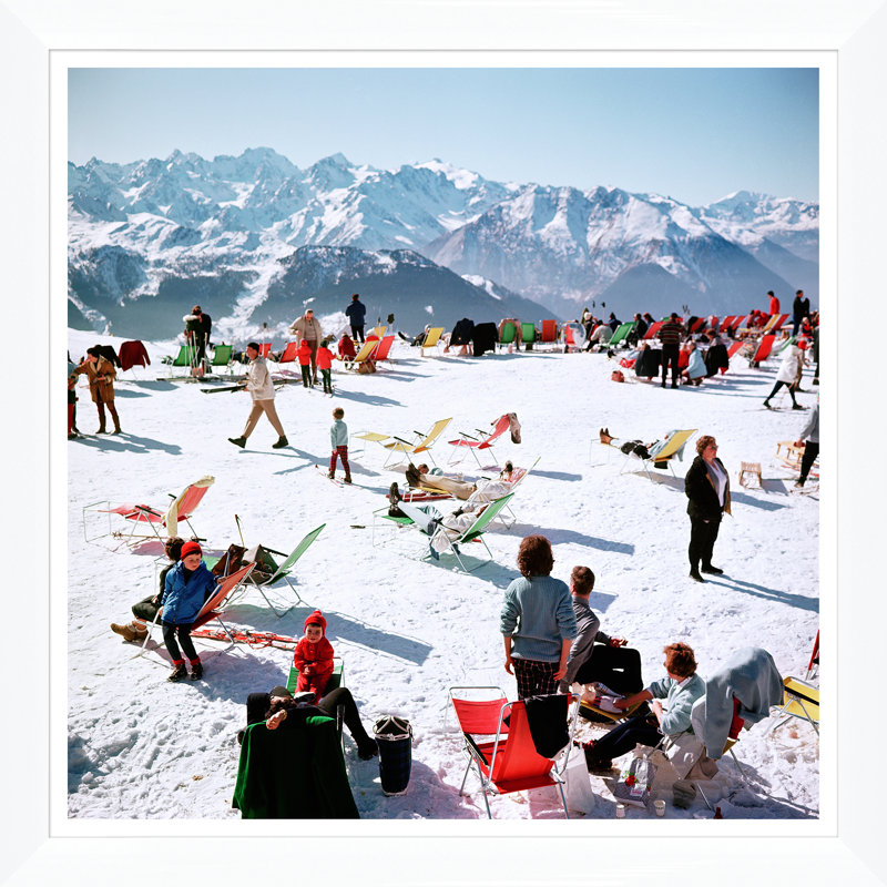 Verbier Vacation Print by Slim Aarons, White Single Picture Framed, 36" H x 36" W x 1.5" D