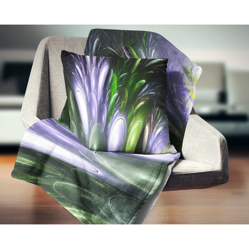 Mystérieuse fleur psychédélique - coussin abstrait imprimé, 18 po x 18 po, Coussin décoratif
