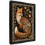Reproduction d'art encadrée noire avec renard floral, cadre botanique classique-1383223322