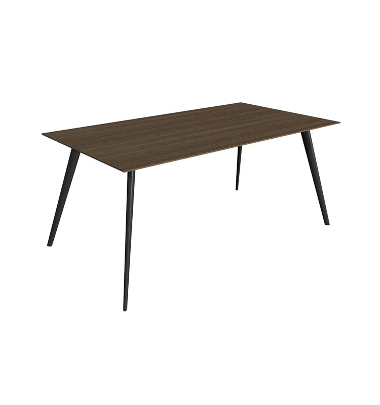 Airfoil Metal Base Dining Table, American Walnut, Black