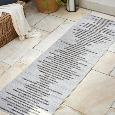 Exmore Berber Stripe Geometric Ivory/Black Indoor/Outdoor Rug