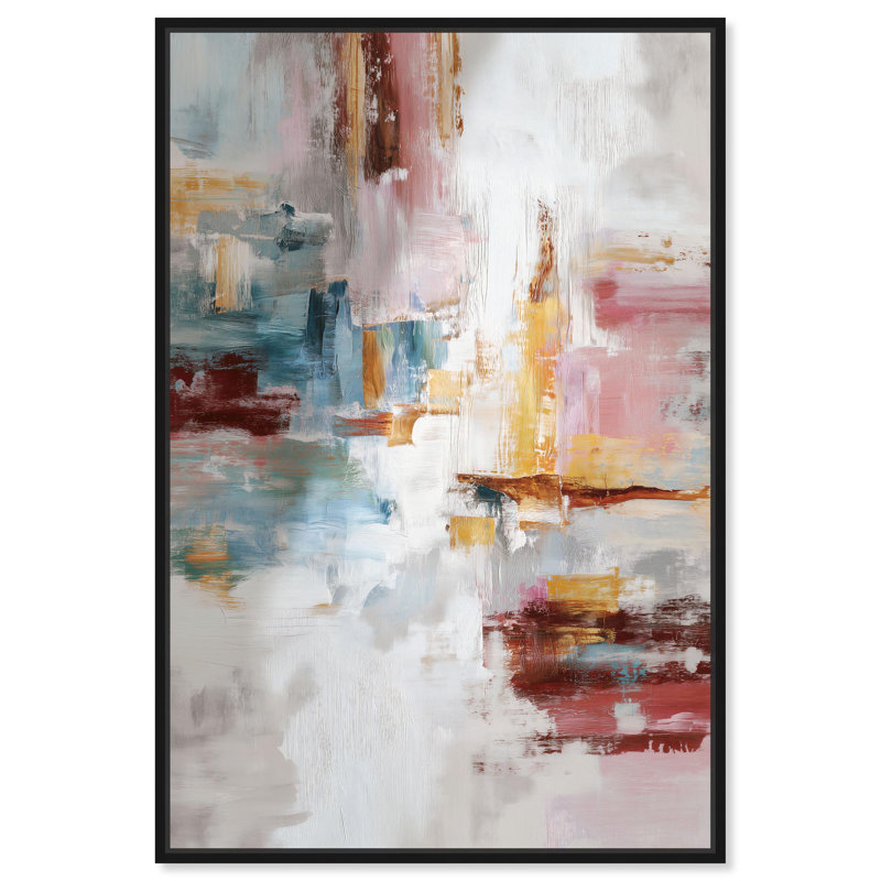 «Warmth and cool I», décoration murale moderne sur toile , Noir, H 16 po x l 11 po, Cadre flottant