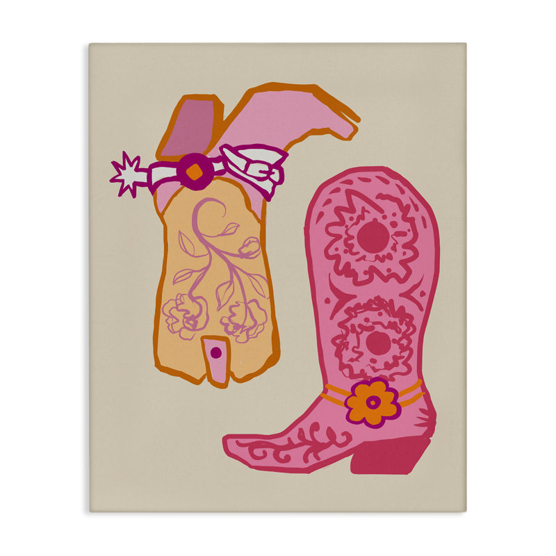 «Cowgirl bottes with Spur», art mural par Elizabeth Medley, H 20 po x l 16 po