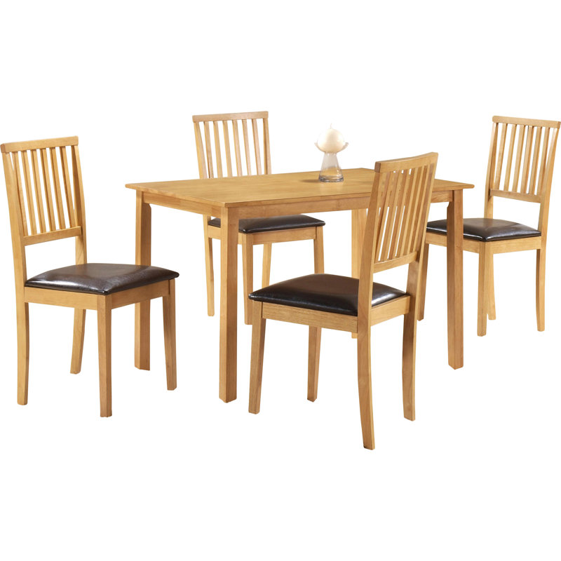 4 - Person Rubberwood Solid Wood Dining Set