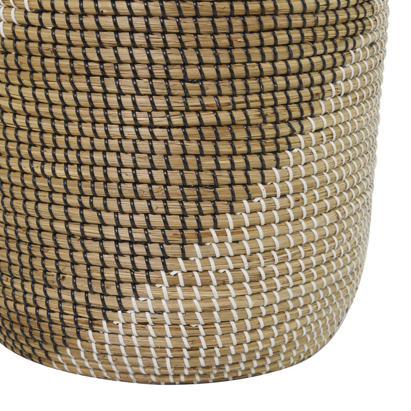 Seagrass Handmade Two Toned Decorative and Functional Storage Basket with Matching Lids