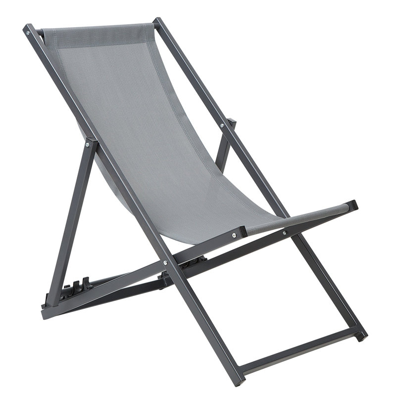 Longworth Folding Deck Chair, Grey/Black