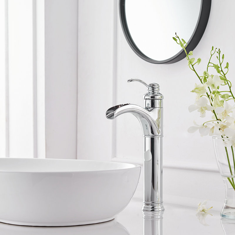 Waterfall Single Hole Single-Handle Vessel Bathroom Faucet, Polished Chrome