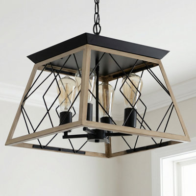 Adjustable 4-Light Farmhouse Vintage Island Pendant Light Walnut
