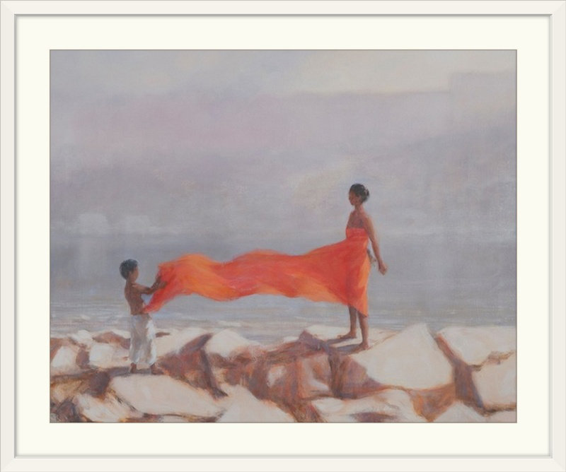 «Dristin Tiant A Sari, India, 2012» par Lincoln Seligman, reproduction d'art, H 38 po x l 48 po, Toile